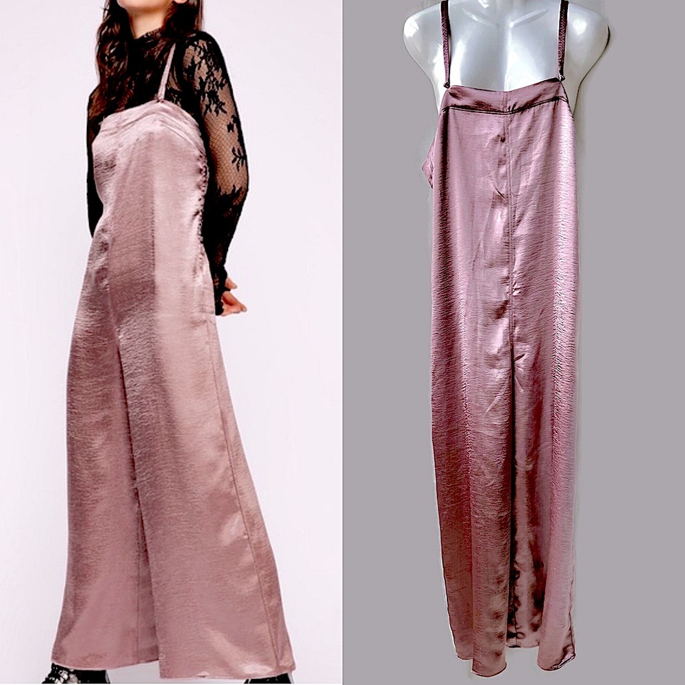 Free People Intimately Oh My Shine Satiny Wide Leg Jumpsuit
